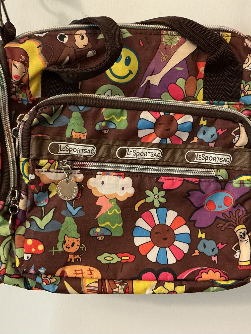 LeSportsac Brown Multicolor Floral & Character Shoulder Bag